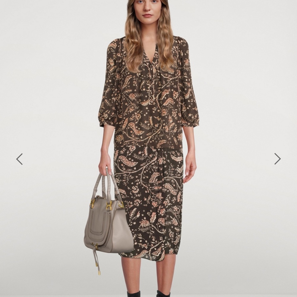 BA&SH Paisley Patterned Midi Skirt